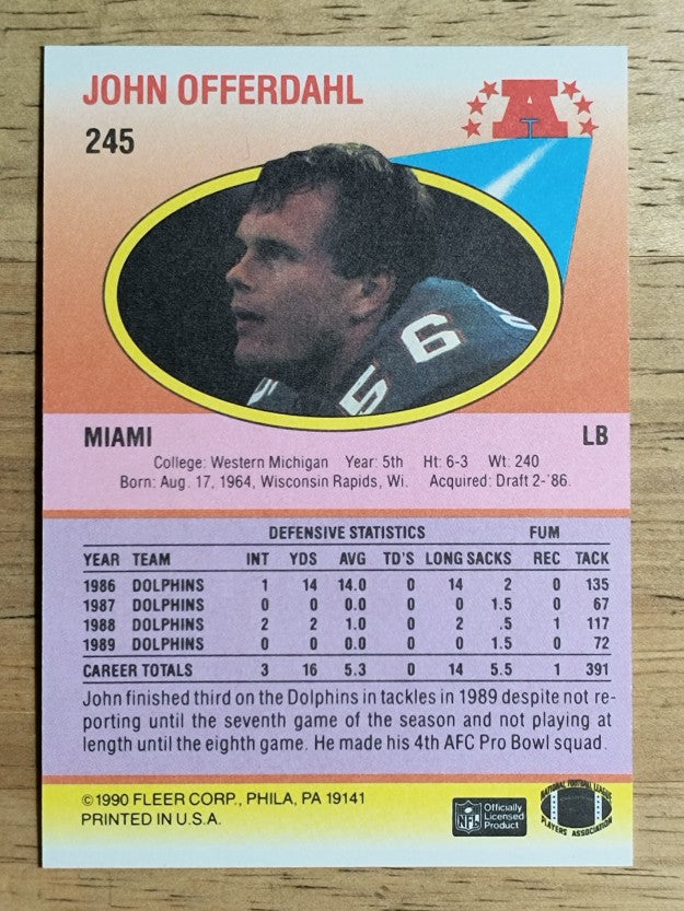1990 Fleer #245 John Offerdahl