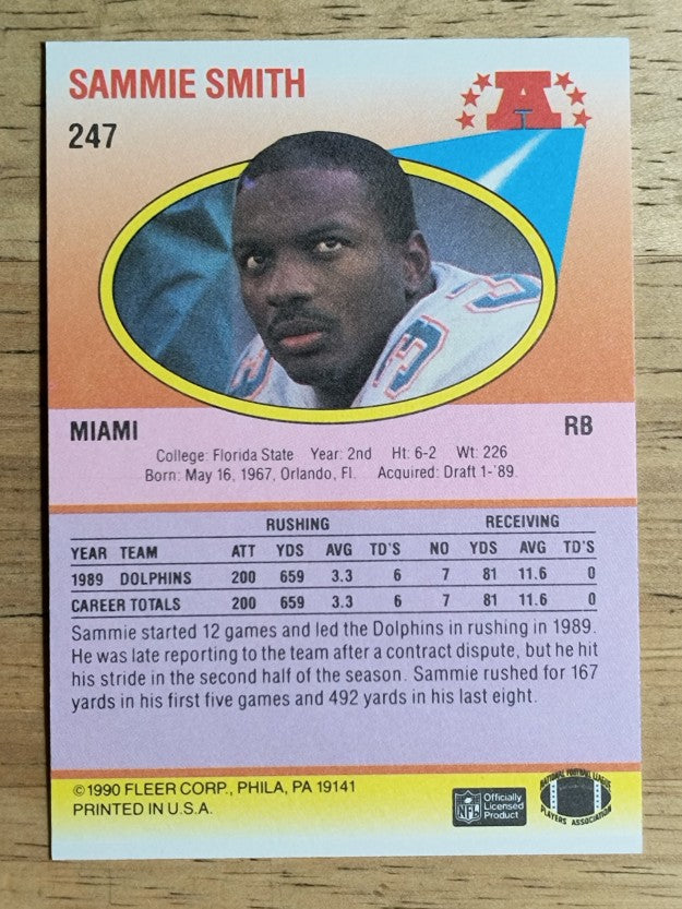 1990 Fleer #247 Sammie Smith