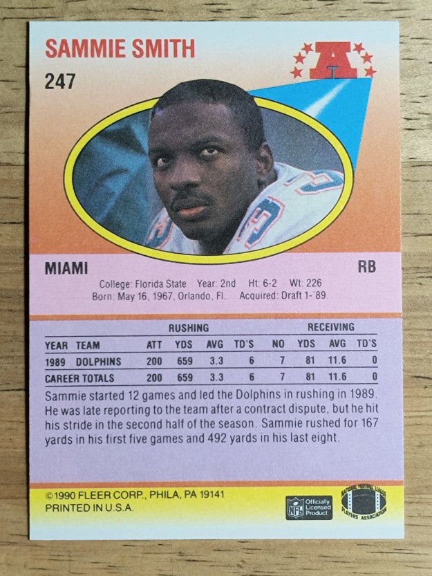 1990 Fleer #247 Sammie Smith