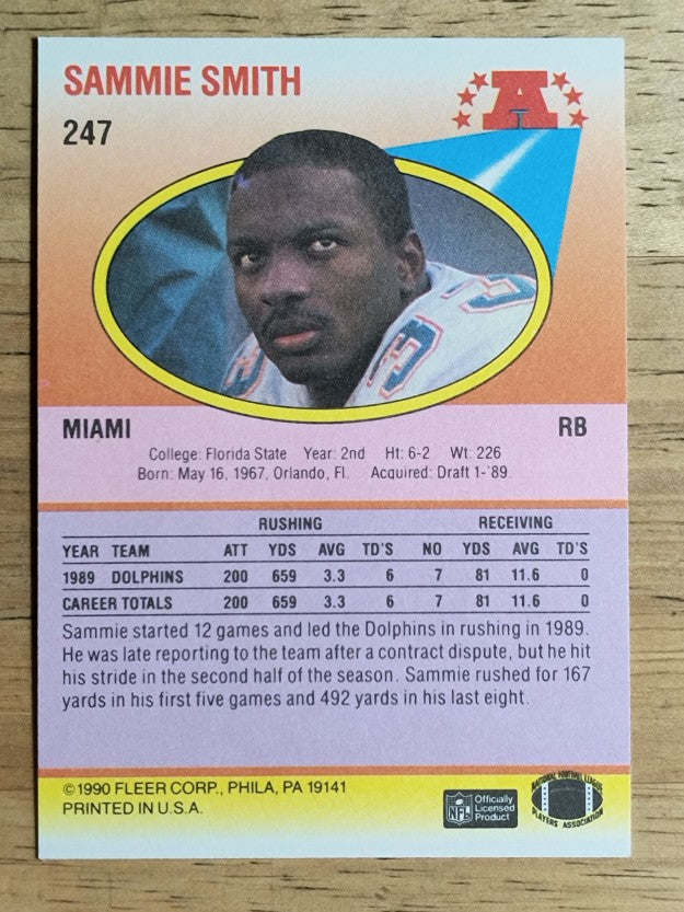 1990 Fleer #247 Sammie Smith