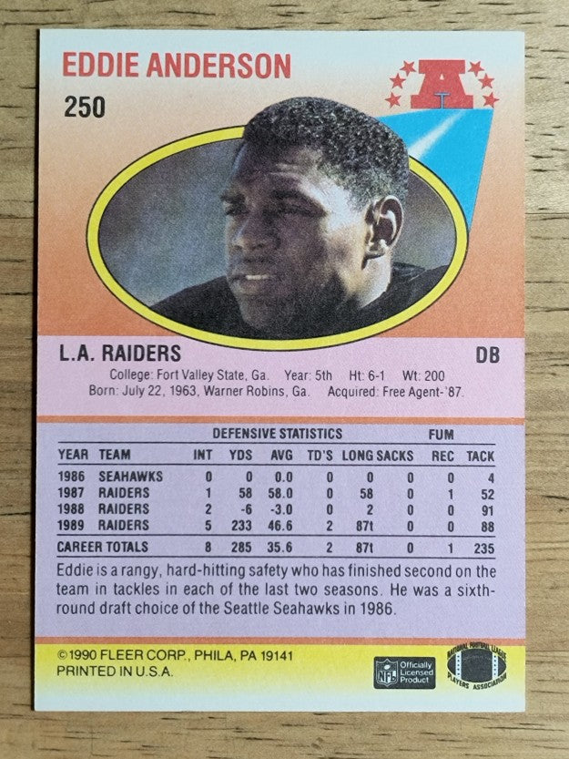 1990 Fleer #250 Eddie Anderson RC