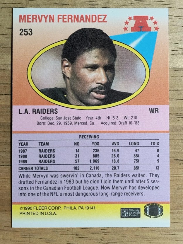 1990 Fleer #253 Mervyn Fernandez