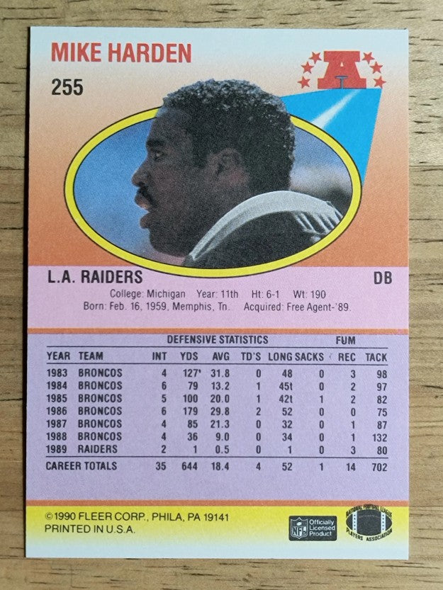 1990 Fleer #255 Mike Harden