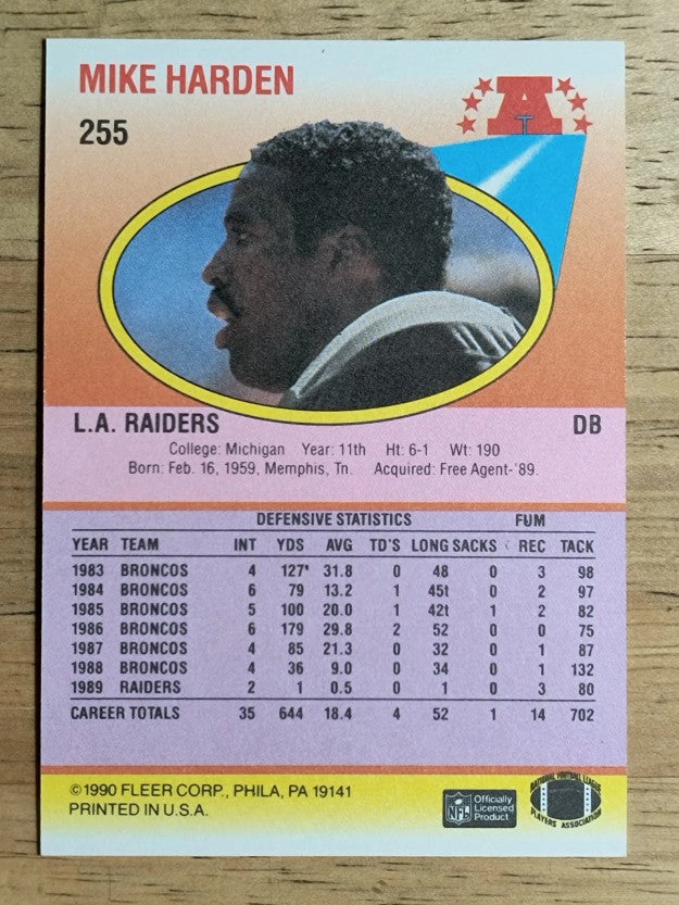 1990 Fleer #255 Mike Harden