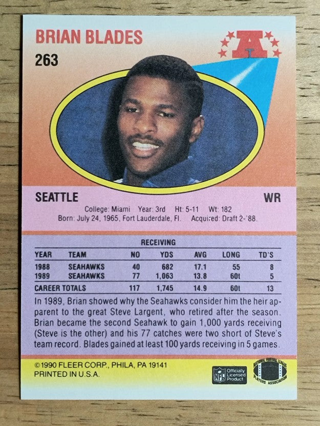 1990 Fleer #263 Brian Blades