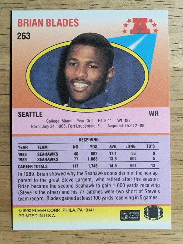 1990 Fleer #263 Brian Blades