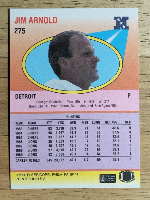 1990 Fleer #275 Jim Arnold
