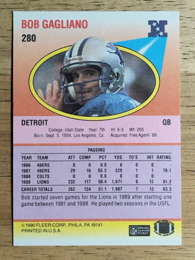 1990 Fleer #280 Bob Gagliano