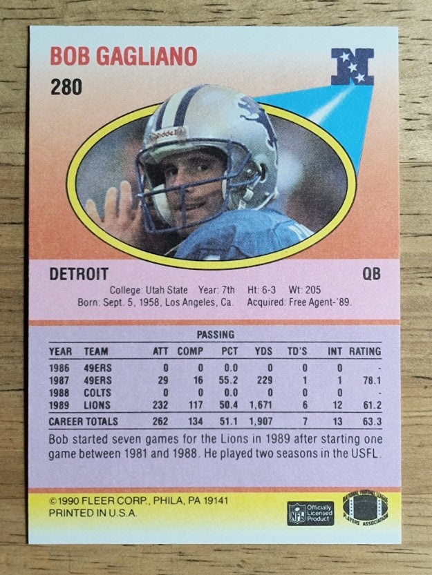 1990 Fleer #280 Bob Gagliano