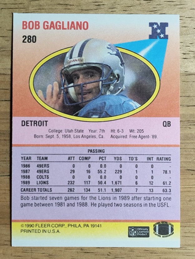 1990 Fleer #280 Bob Gagliano