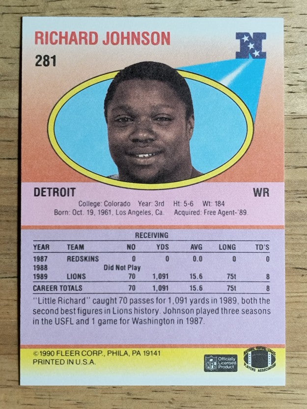 1990 Fleer #281 Richard Johnson