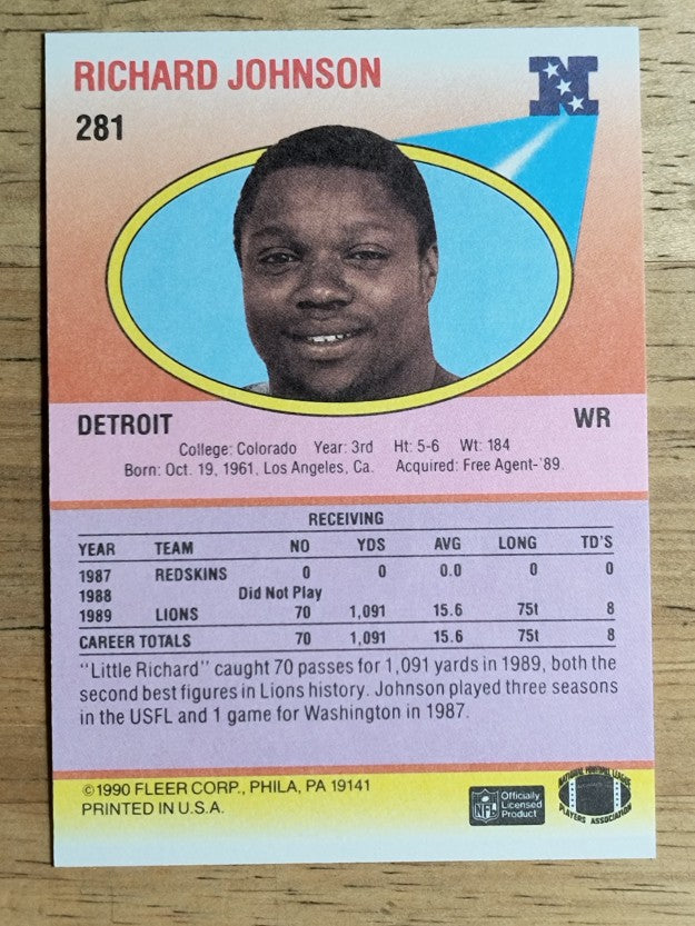 1990 Fleer #281 Richard Johnson