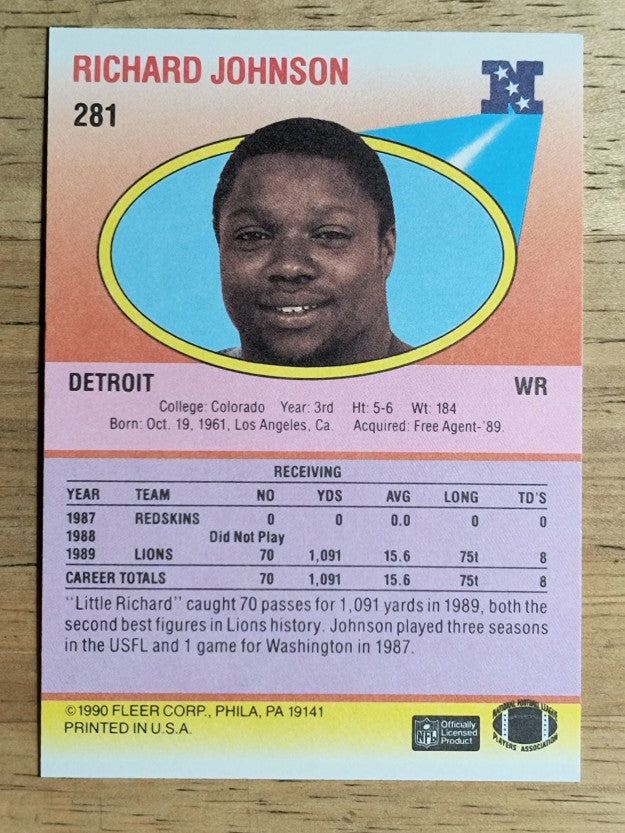 1990 Fleer #281 Richard Johnson