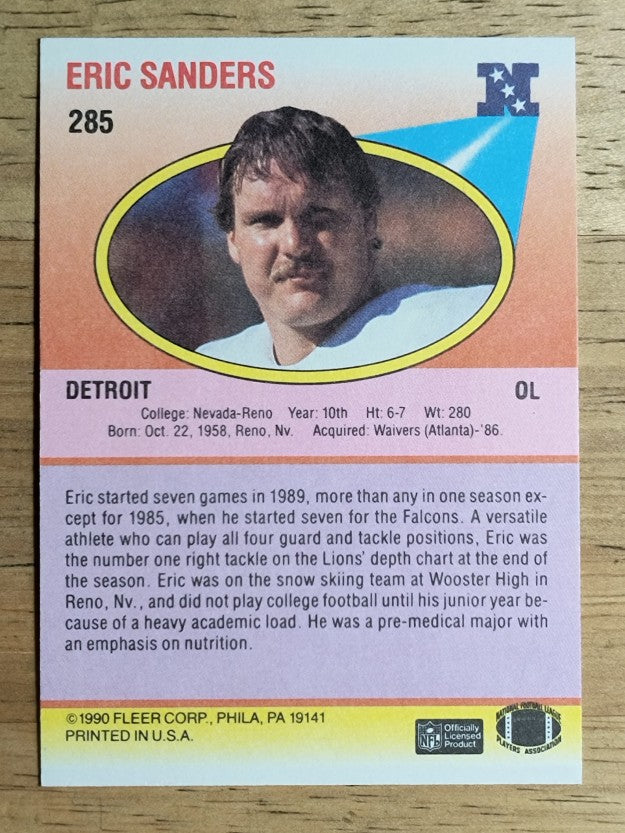1990 Fleer #285 Eric Sanders RC