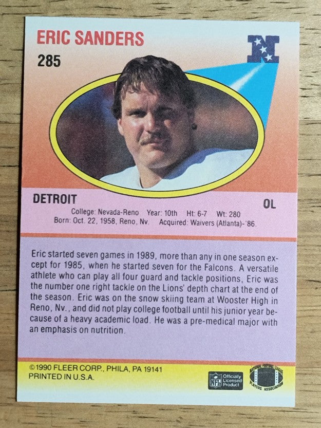 1990 Fleer #285 Eric Sanders RC