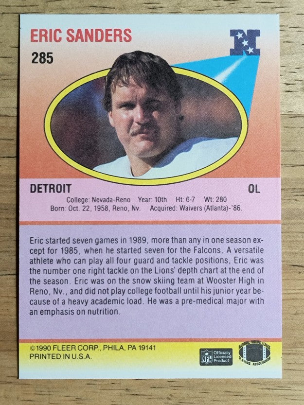 1990 Fleer #285 Eric Sanders RC