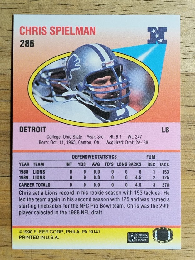 1990 Fleer #286 Chris Spielman