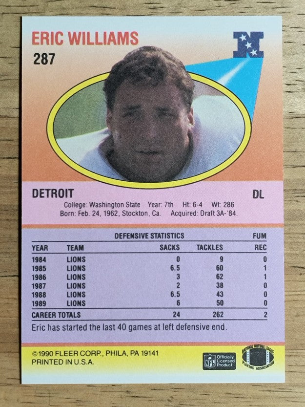 1990 Fleer #287 Eric Williams RC