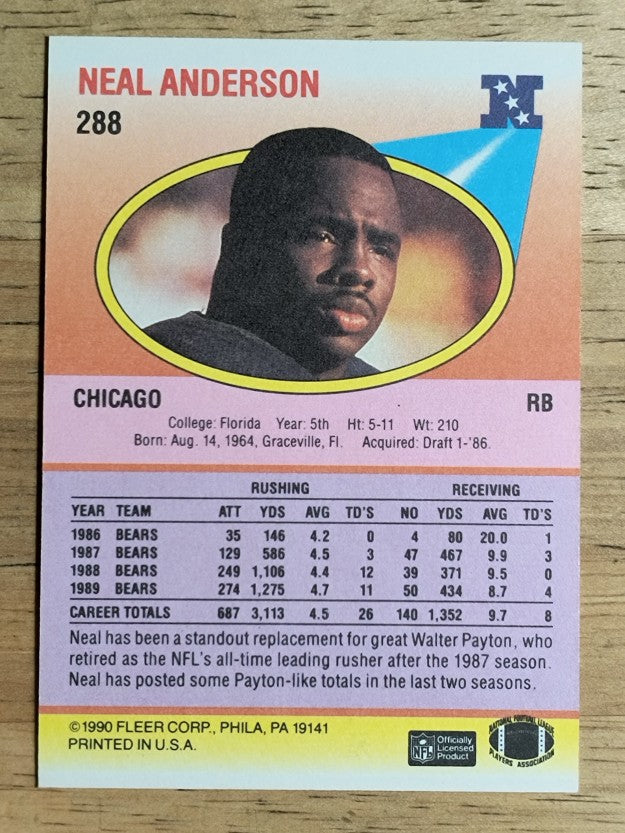 1990 Fleer #288 Neal Anderson