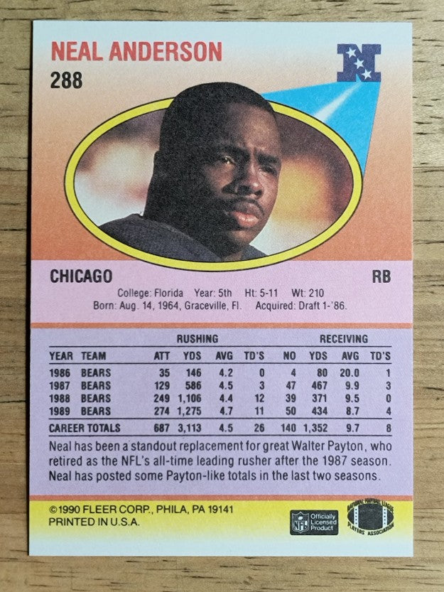 1990 Fleer #288 Neal Anderson