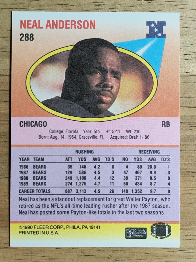 1990 Fleer #288 Neal Anderson