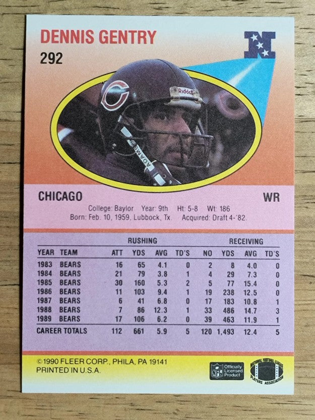 1990 Fleer #292 Dennis Gentry