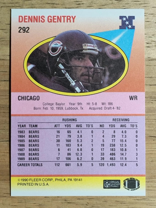 1990 Fleer #292 Dennis Gentry