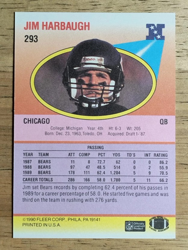 1990 Fleer #293 Jim Harbaugh