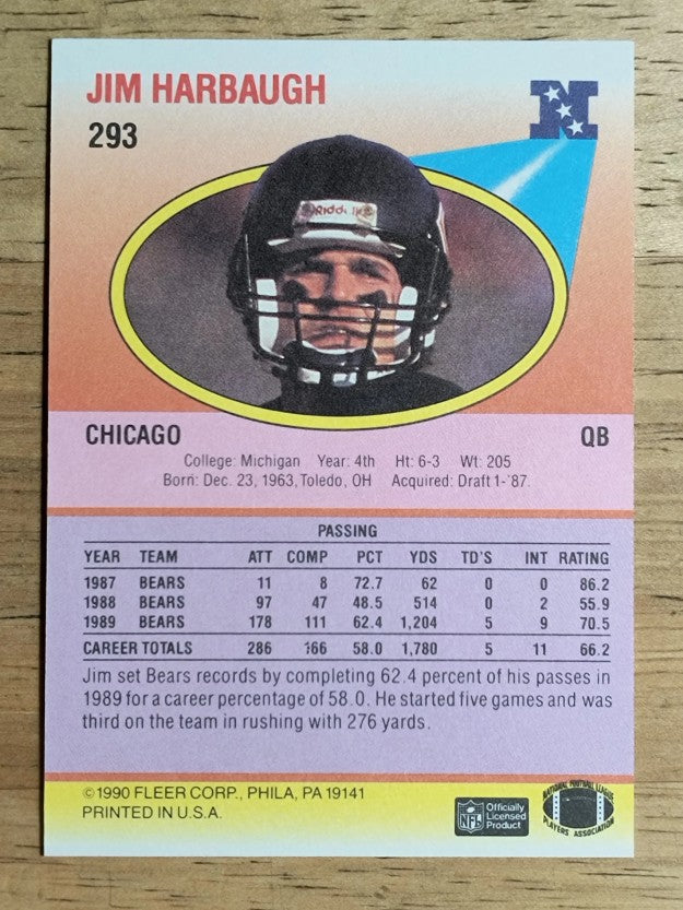 1990 Fleer #293 Jim Harbaugh