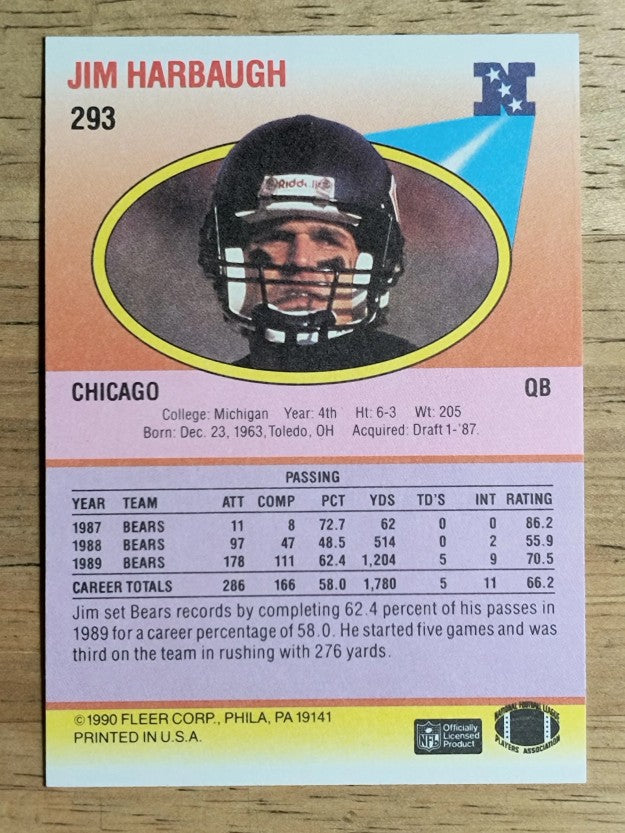 1990 Fleer #293 Jim Harbaugh