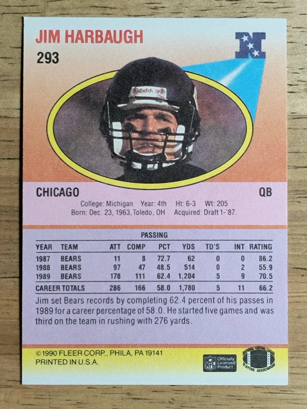 1990 Fleer #293 Jim Harbaugh