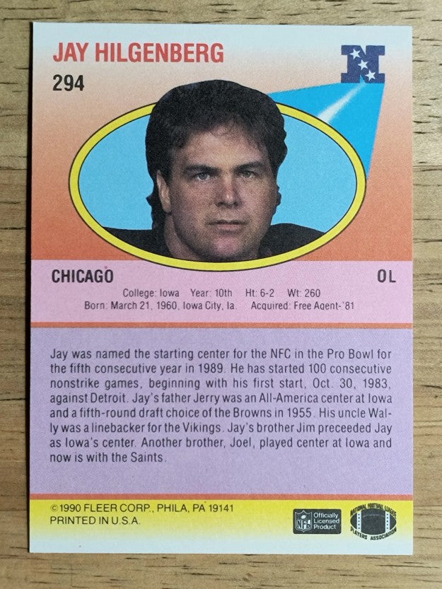 1990 Fleer #294 Jay Hilgenberg