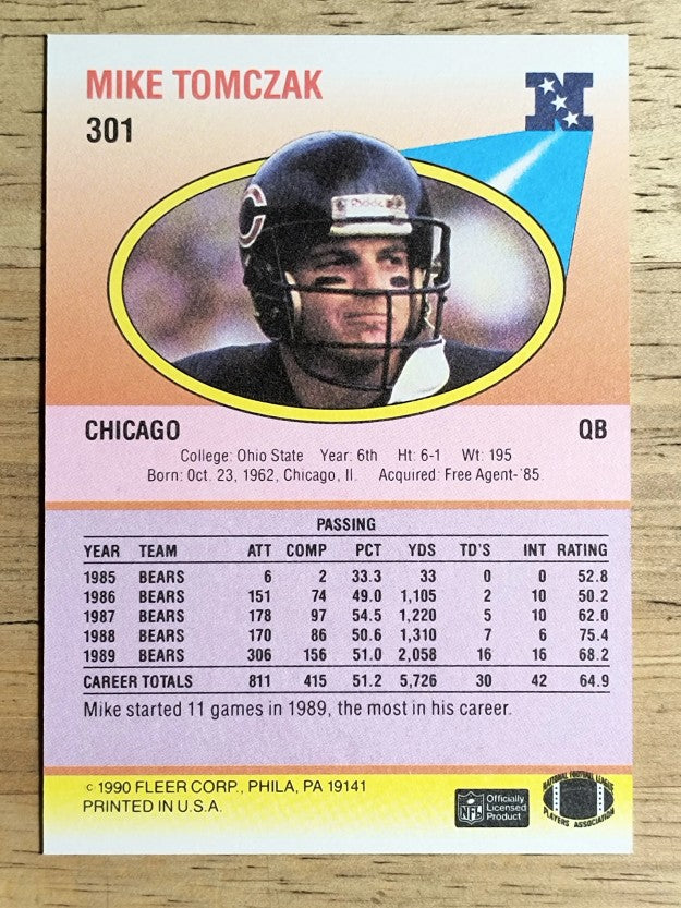 1990 Fleer #301 Mike Tomczak