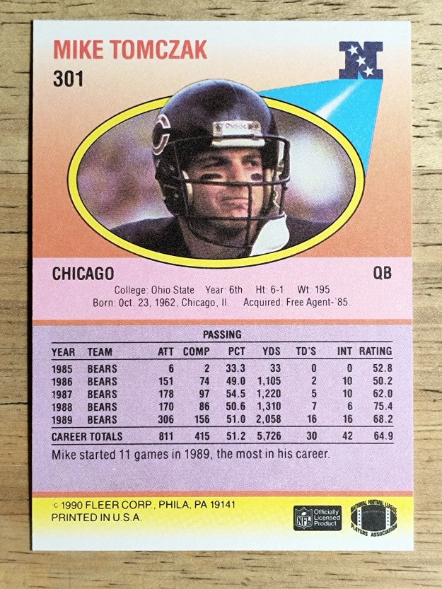 1990 Fleer #301 Mike Tomczak