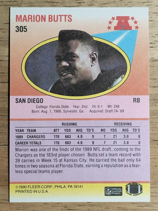1990 Fleer #305 Marion Butts