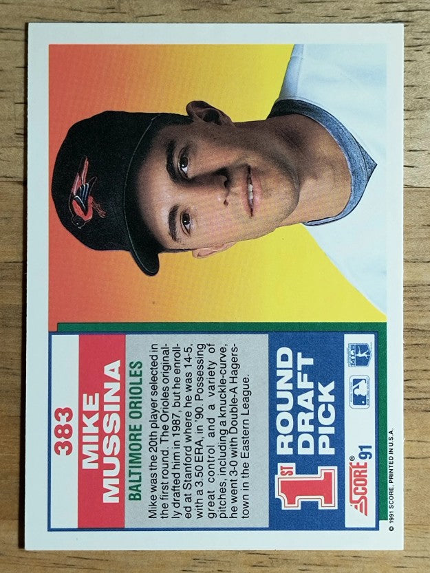 1991 Score #383 Mike Mussina RC