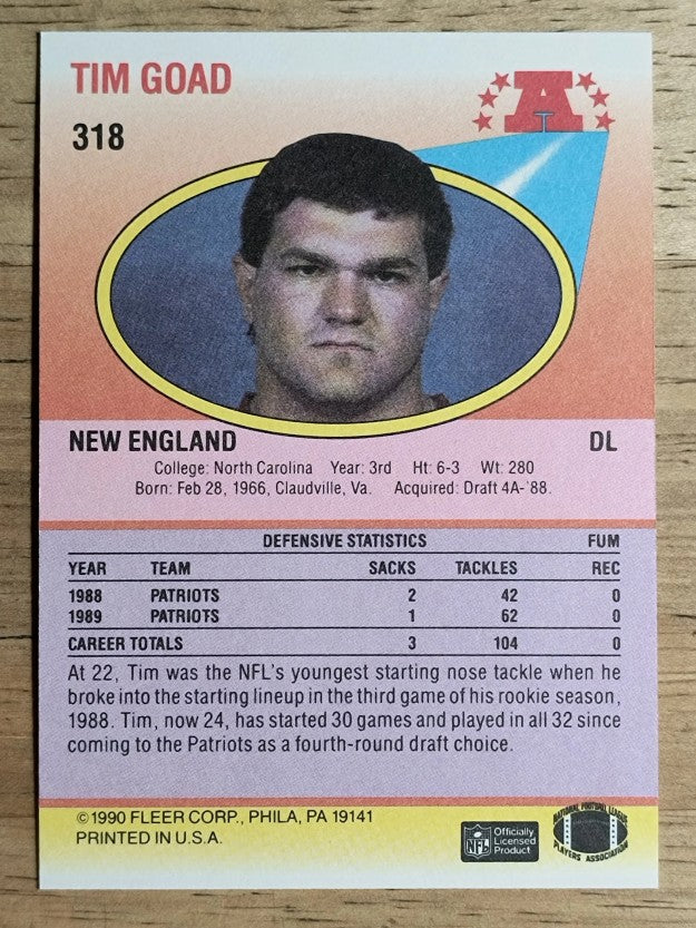 1990 Fleer #318 Tim Goad RC