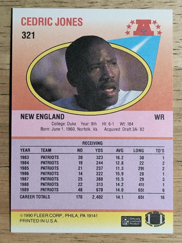 1990 Fleer #321 Cedric Jones RC