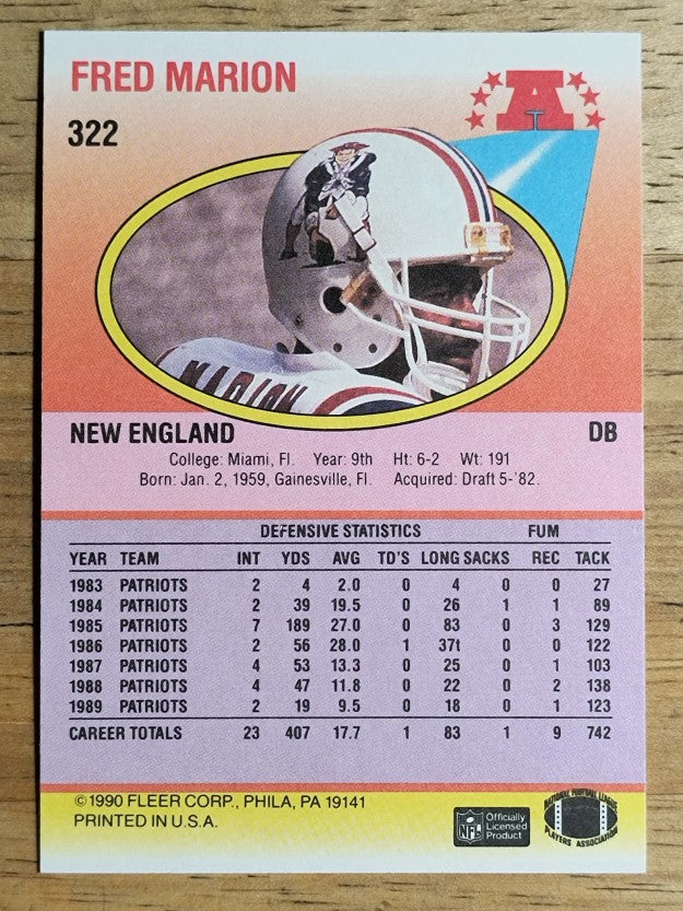 1990 Fleer #322 Fred Marion