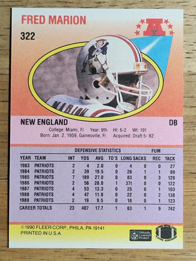 1990 Fleer #322 Fred Marion