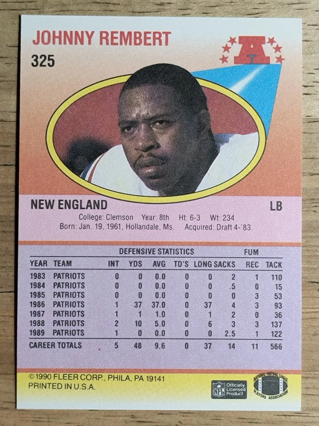 1990 Fleer #325 Johnny Rembert