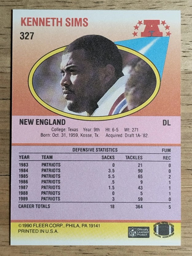 1990 Fleer #327 Kenneth Sims