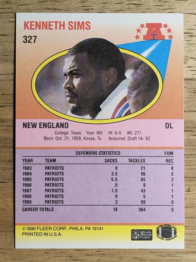 1990 Fleer #327 Kenneth Sims