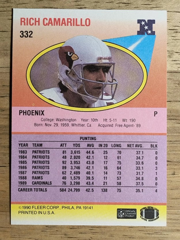 1990 Fleer #332 Rich Camarillo