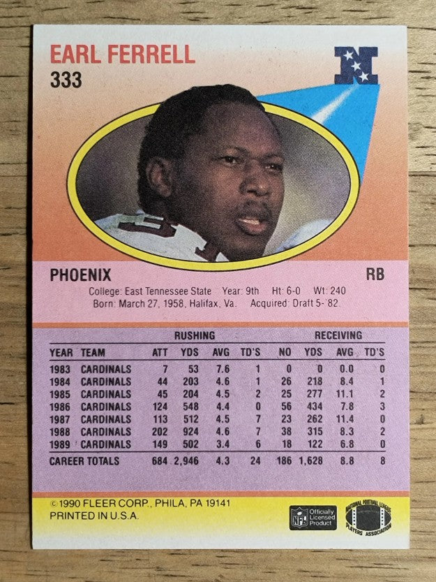 1990 Fleer #333 Earl Ferrell