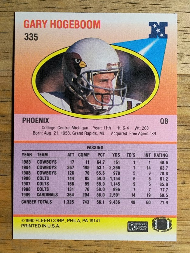 1990 Fleer #335 Gary Hogeboom