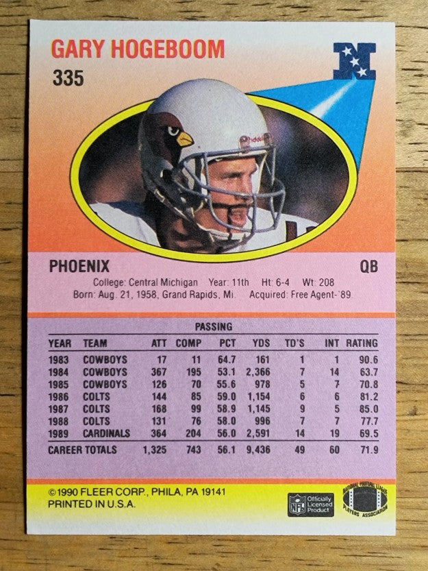 1990 Fleer #335 Gary Hogeboom