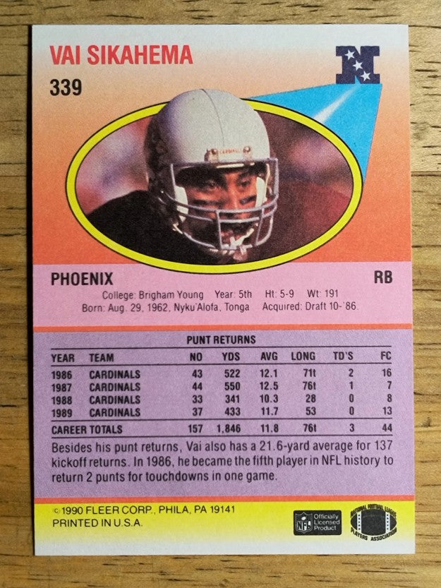 1990 Fleer #339 Vai Sikahema