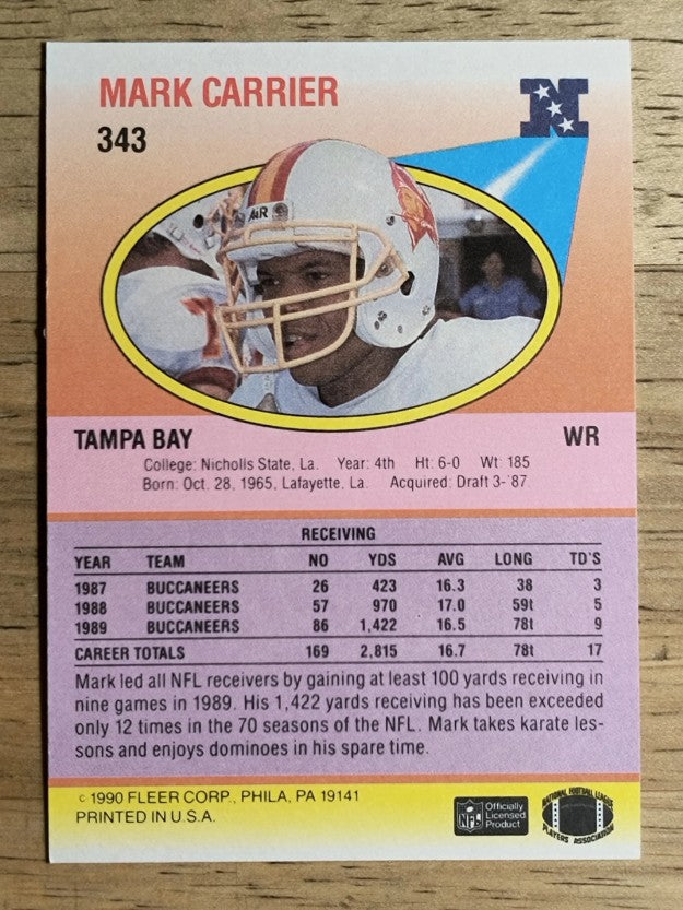1990 Fleer #343 Mark Carrier WR