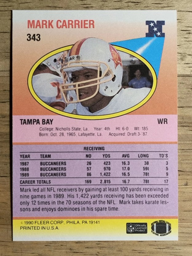 1990 Fleer #343 Mark Carrier WR